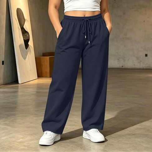 Sweatpants for Women Lounge Elastic Waist Drawstring Sports Pants Trousers Plus Size Loose Athletic Long Pants in Kuwait
