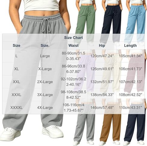 Sweatpants for Women Lounge Elastic Waist Drawstring Sports Pants Trousers Plus Size Loose Athletic Long Pants in Kuwait