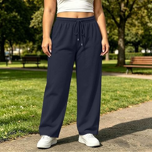 Sweatpants for Women Lounge Elastic Waist Drawstring Sports Pants Trousers Plus Size Loose Athletic Long Pants in Kuwait