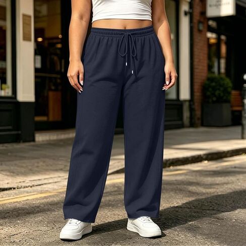 Sweatpants for Women Lounge Elastic Waist Drawstring Sports Pants Trousers Plus Size Loose Athletic Long Pants in Kuwait