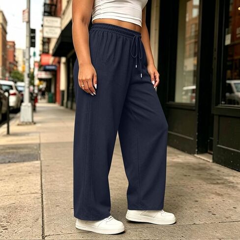 Sweatpants for Women Lounge Elastic Waist Drawstring Sports Pants Trousers Plus Size Loose Athletic Long Pants in Kuwait