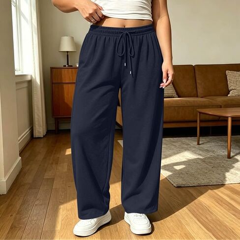 Sweatpants for Women Lounge Elastic Waist Drawstring Sports Pants Trousers Plus Size Loose Athletic Long Pants in Kuwait