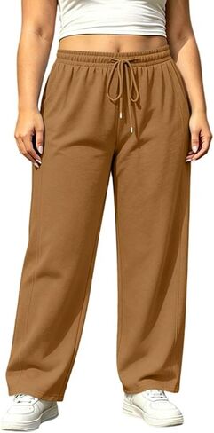 Sweatpants for Women Lounge Elastic Waist Drawstring Sports Pants Trousers Plus Size Loose Athletic Long Pants in Kuwait