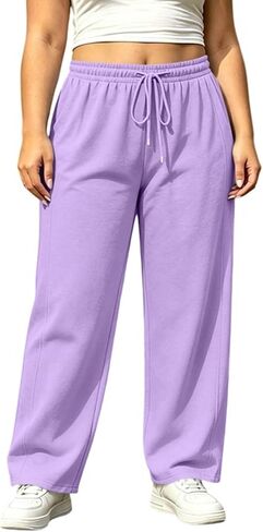 Sweatpants for Women Lounge Elastic Waist Drawstring Sports Pants Trousers Plus Size Loose Athletic Long Pants in Kuwait