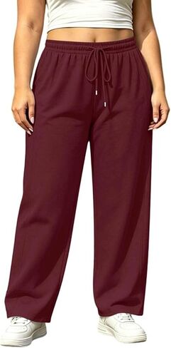 Sweatpants for Women Lounge Elastic Waist Drawstring Sports Pants Trousers Plus Size Loose Athletic Long Pants in Kuwait