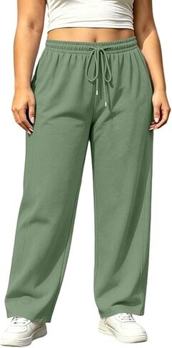 Sweatpants for Women Lounge Elastic Waist Drawstring Sports Pants Trousers Plus Size Loose Athletic Long Pants in Kuwait