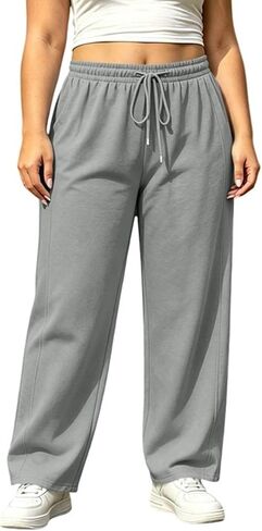 Sweatpants for Women Lounge Elastic Waist Drawstring Sports Pants Trousers Plus Size Loose Athletic Long Pants in Kuwait