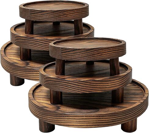 6 PCS 5/6/8 Inch Wooden Risers for Display Wood Pedestal Stand Round Mini Tray Stand Rustic Riser Tray Tiered Tray Decor for Party, Wedding, Birthday, Baby Shower in Saudi Arabia