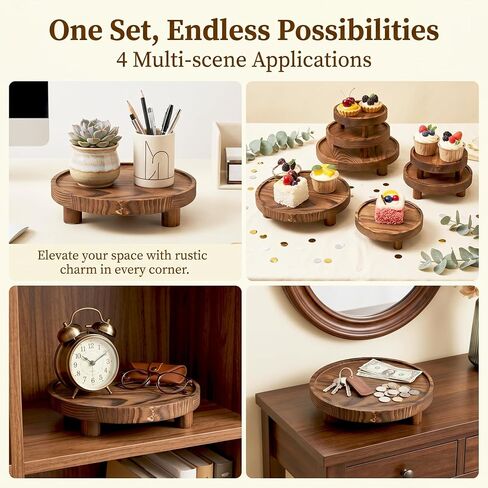 6 PCS 5/6/8 Inch Wooden Risers for Display Wood Pedestal Stand Round Mini Tray Stand Rustic Riser Tray Tiered Tray Decor for Party, Wedding, Birthday, Baby Shower in Saudi Arabia