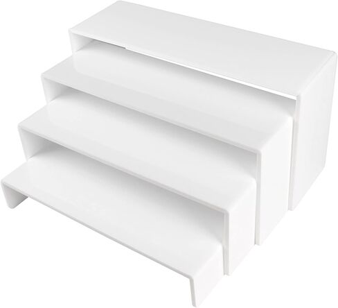 ELEGANTLIFE Acrylic Display Risers Set of 4, 4-Level Tiered Countertop Display Stands for Cupcakes, Mini Desserts, Jewelry, Cosmetics, Small Figures & Collectibles, White in Saudi Arabia