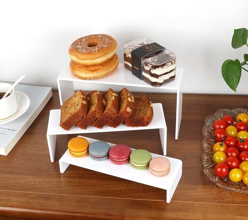 ELEGANTLIFE Acrylic Display Risers Set of 4, 4-Level Tiered Countertop Display Stands for Cupcakes, Mini Desserts, Jewelry, Cosmetics, Small Figures & Collectibles, White in Saudi Arabia