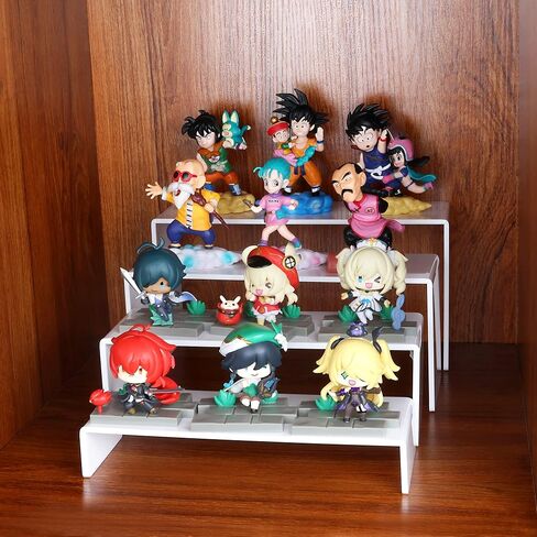ELEGANTLIFE Acrylic Display Risers Set of 4, 4-Level Tiered Countertop Display Stands for Cupcakes, Mini Desserts, Jewelry, Cosmetics, Small Figures & Collectibles, White in Saudi Arabia