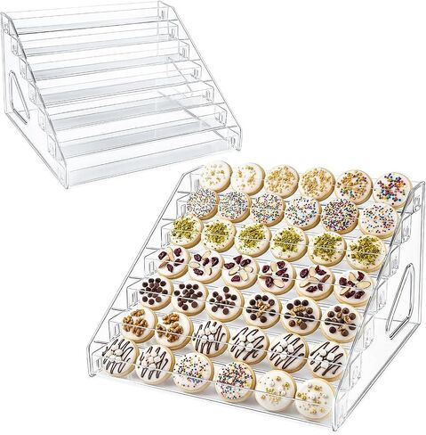 2 Pack Clear Acrylic 7-Tier Cookie Display Stand, Tiered Dessert Stand for Cupcakes, Cookies & Pastries, Ideal for Bakers, Vendors, Birthday Parties, Craft Fairs & Market Booths in Saudi Arabia