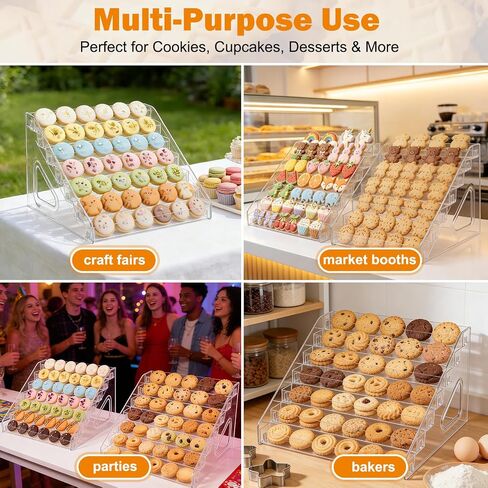 2 Pack Clear Acrylic 7-Tier Cookie Display Stand, Tiered Dessert Stand for Cupcakes, Cookies & Pastries, Ideal for Bakers, Vendors, Birthday Parties, Craft Fairs & Market Booths in Saudi Arabia