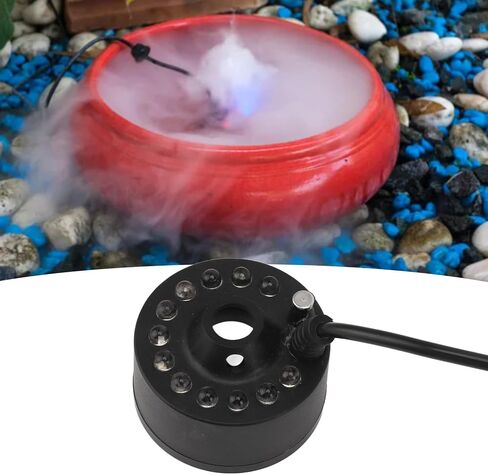 Tissting Mist Maker 12 LED Beads Colorful 5V - Ultrasound Water Fountain Fogger for Pond Halloween Party Indoor Outdoor Humidifier Atomizer in Kuwait