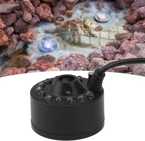 Tissting Mist Maker 12 LED Beads Colorful 5V - Ultrasound Water Fountain Fogger for Pond Halloween Party Indoor Outdoor Humidifier Atomizer in Kuwait