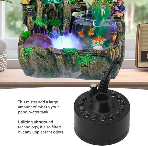 Tissting Mist Maker 12 LED Beads Colorful 5V - Ultrasound Water Fountain Fogger for Pond Halloween Party Indoor Outdoor Humidifier Atomizer in Kuwait