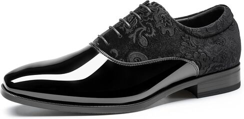 Rihero Men's Dress Oxford Shoes Classic Formal Patent Leather Lace-up Tuxedo Shoes in Kuwait