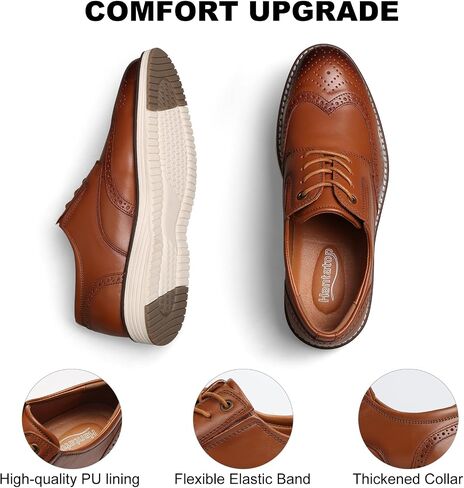 Men's Full-Grain Leather Oxfords, Business Formal Dress Shoes with Arch Support, Comfortable for Office, Daily & Dating in Saudi Arabia