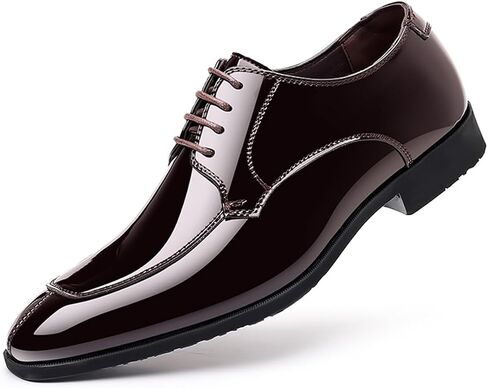 Men's Fashion Square Toe Faux Patent Leather Tuxedo Dress Shoes Formal Business Oxford Weddings Prom in Saudi Arabia