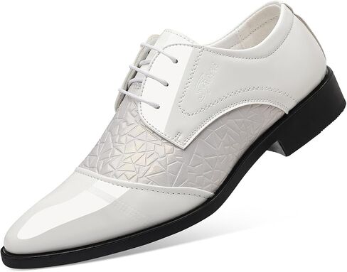 Men's Patent Leather Dress Shoes Formal Lace Up Derby Shoes Cap Toe Business Formal Shoes in Saudi Arabia