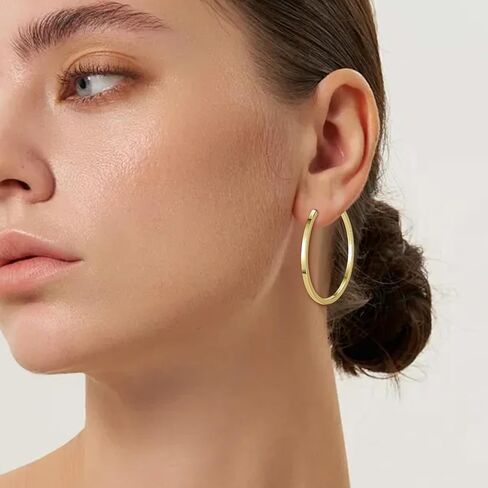 Clip On Hoop Earrings For Women No Piercing Earrrings Spring Hoops for Non-Pierced Ears in Kuwait