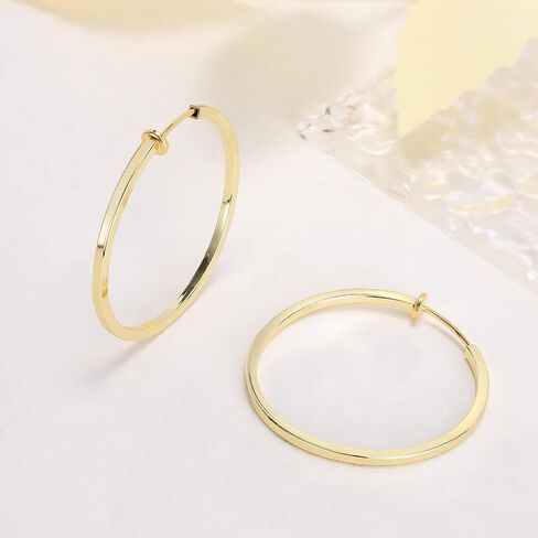 Clip On Hoop Earrings For Women No Piercing Earrrings Spring Hoops for Non-Pierced Ears in Kuwait