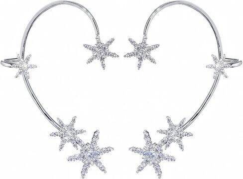 Rhinestone Golden Leaves Clip on Earrings for Women Ear Cuffs Non Piercing Fake Earrings Climber Wrap Around Earring Dainty Adjustable Ear Clip Jewelry for Women in Saudi Arabia