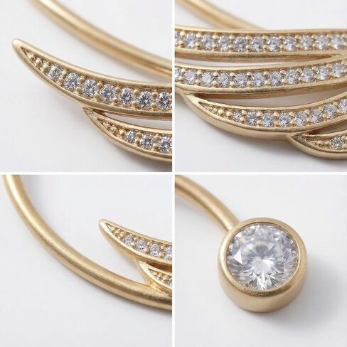 Rhinestone Golden Leaves Clip on Earrings for Women Ear Cuffs Non Piercing Fake Earrings Climber Wrap Around Earring Dainty Adjustable Ear Clip Jewelry for Women in Saudi Arabia