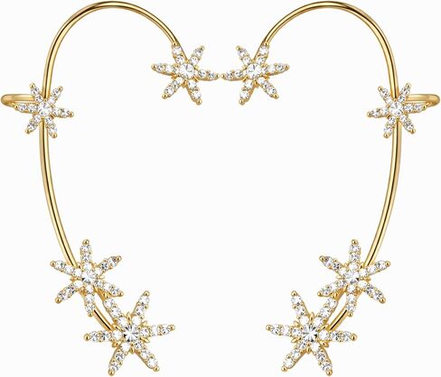 Rhinestone Golden Leaves Clip on Earrings for Women Ear Cuffs Non Piercing Fake Earrings Climber Wrap Around Earring Dainty Adjustable Ear Clip Jewelry for Women in Saudi Arabia