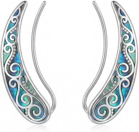 Ear Crawler Earrings Sterling Silver Abalone Shell Ear Crawler Earrings Jewelry Gifts for Women in Saudi Arabia