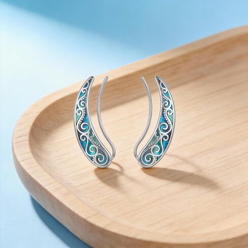Ear Crawler Earrings Sterling Silver Abalone Shell Ear Crawler Earrings Jewelry Gifts for Women in Saudi Arabia