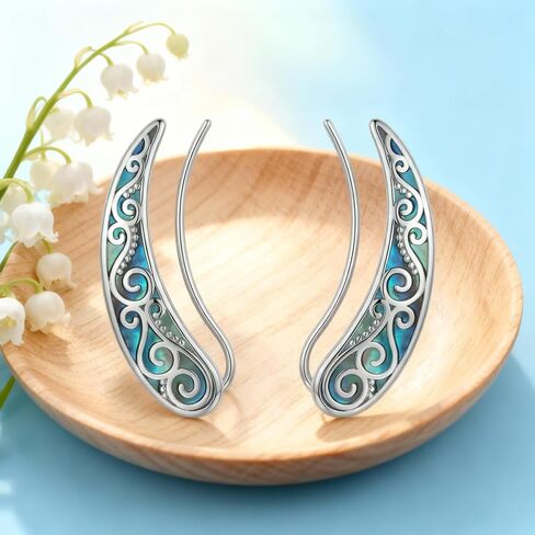 Ear Crawler Earrings Sterling Silver Abalone Shell Ear Crawler Earrings Jewelry Gifts for Women in Saudi Arabia