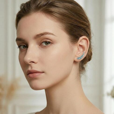 Ear Crawler Earrings Sterling Silver Abalone Shell Ear Crawler Earrings Jewelry Gifts for Women in Saudi Arabia