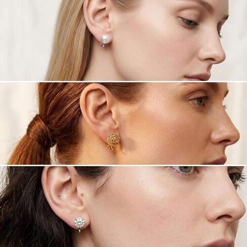 10 Pairs Silver Gold Clip On Earrings for Women - Non Piercing Clip Earrings For Party Wedding - Non Pierced Clips On Gold Hoop Earring Fake Jewelry Set in Saudi Arabia