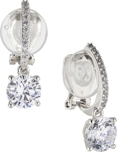 Nadri Clip-On Leverback Earrings for Women - Exquisite Dangle Earrings for Women With Round Cut Cubic Zirconia Stones - Hypoallergenic Jewelry in Saudi Arabia