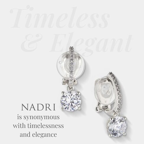 Nadri Clip-On Leverback Earrings for Women - Exquisite Dangle Earrings for Women With Round Cut Cubic Zirconia Stones - Hypoallergenic Jewelry in Saudi Arabia