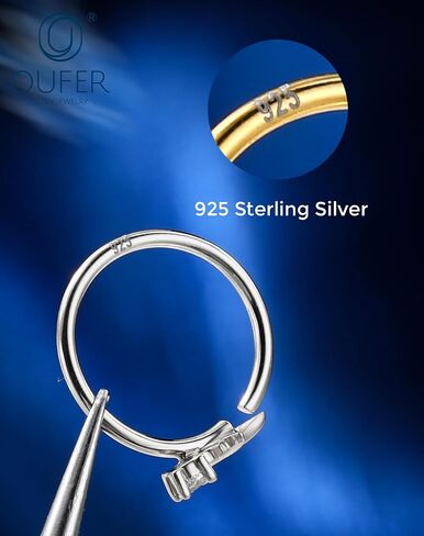 OUFER 20G Star Nose Rings Hoops 925 Sterling Silver CZ Twist Nose Piercing Jewelry 6mm/7mm/8mm Silver/Gold Hypoallergenic Daith Helix Rook Tragus Piercing Jewelry for Women in Kuwait