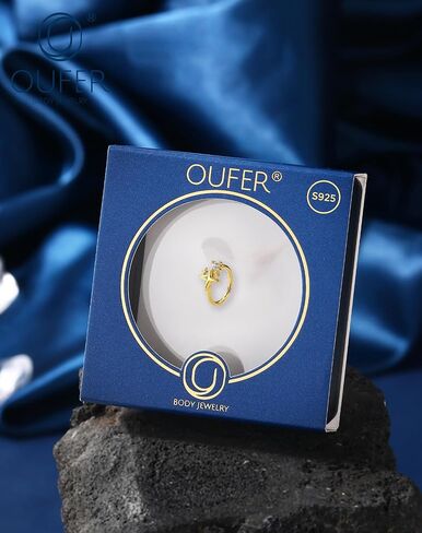 OUFER 20G Star Nose Rings Hoops 925 Sterling Silver CZ Twist Nose Piercing Jewelry 6mm/7mm/8mm Silver/Gold Hypoallergenic Daith Helix Rook Tragus Piercing Jewelry for Women in Kuwait