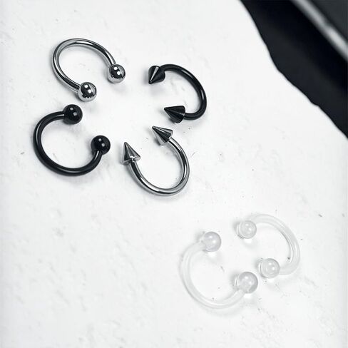 34Pcs 16G Lip Rings Stainless Steel Labret Jewelry Lip Barbell Spike Snake Bite Piercing Jewelry Horseshoe Septum Nose Ring Cartilage Tragus Helix Earrings Studs in Saudi Arabia