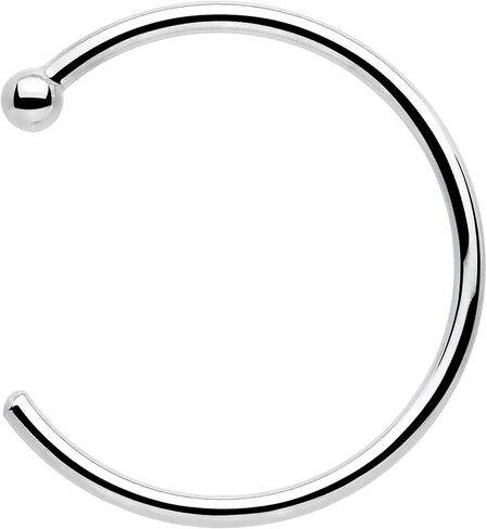 Body Candy 18k Solid White Gold Nose Hoop Nose Ring, Real Gold Hypoallergenic Nose Piercing Jewelry - Handmade in USA by Master Jeweler, 20 Gauge 3/8" in Kuwait