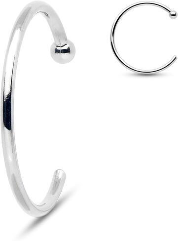 Body Candy 18k Solid White Gold Nose Hoop Nose Ring, Real Gold Hypoallergenic Nose Piercing Jewelry - Handmade in USA by Master Jeweler, 20 Gauge 3/8" in Kuwait