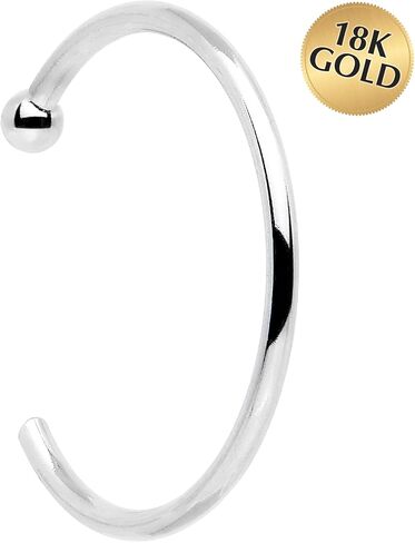 Body Candy 18k Solid White Gold Nose Hoop Nose Ring, Real Gold Hypoallergenic Nose Piercing Jewelry - Handmade in USA by Master Jeweler, 20 Gauge 3/8" in Kuwait