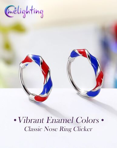 Melighting 20G Colorful Nose Ring Hoop, 7/8 mm Gold Nose Piercing Jewelry Stainless Steel 316L, Cute Hinged Segment Clicker Lobe Helix Cartilage Piercing for Women Daily Wear in Kuwait