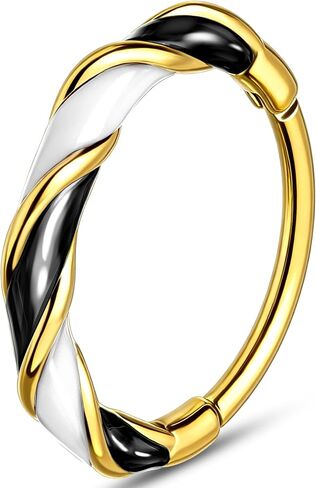 Melighting 20G Colorful Nose Ring Hoop, 7/8 mm Gold Nose Piercing Jewelry Stainless Steel 316L, Cute Hinged Segment Clicker Lobe Helix Cartilage Piercing for Women Daily Wear in Kuwait