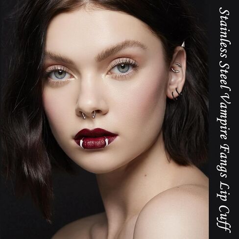 42PCS Lip Rings 16G Snake Bite Jewelry Labret Monroe Lip Barbell Ring Spike Nose Stud Spiral Piercing Vampire Fangs Lip Cuff Surgical Steel Helix Daith Tragus Jewelry for Women Men in Kuwait
