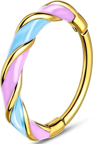 Melighting 20G Colorful Nose Ring Hoop, 7/8 mm Gold Nose Piercing Jewelry Stainless Steel 316L, Cute Hinged Segment Clicker Lobe Helix Cartilage Piercing for Women Daily Wear in Kuwait