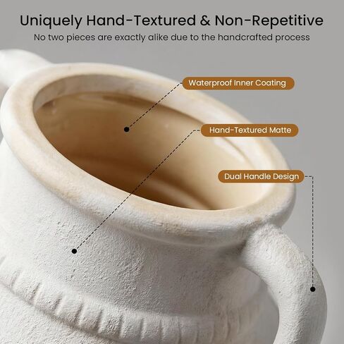 Ceramic Flower Vase, 10.2" Rustic Farmhouse Vase for Home Decor, Glazed Pottery Vase for Fresh Flowers, Pampas Grass, Coffee Table, Dining Table, Mantel and Bookshelf in Saudi Arabia