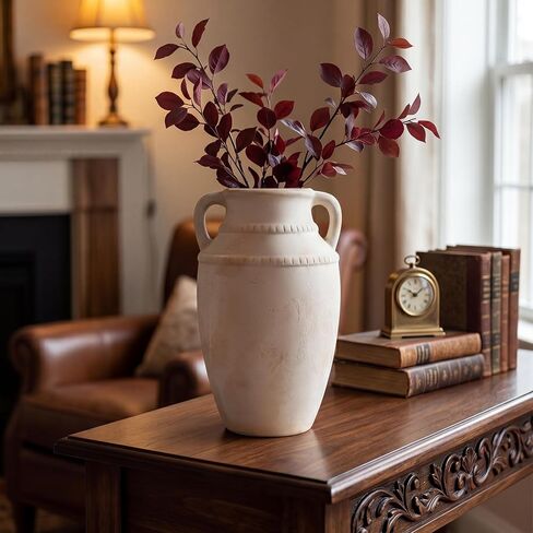Ceramic Flower Vase, 10.2" Rustic Farmhouse Vase for Home Decor, Glazed Pottery Vase for Fresh Flowers, Pampas Grass, Coffee Table, Dining Table, Mantel and Bookshelf in Saudi Arabia