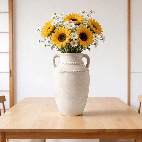 Ceramic Flower Vase, 10.2" Rustic Farmhouse Vase for Home Decor, Glazed Pottery Vase for Fresh Flowers, Pampas Grass, Coffee Table, Dining Table, Mantel and Bookshelf in Saudi Arabia